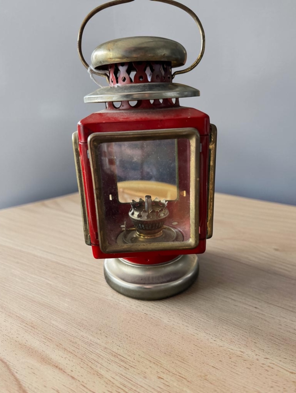 Vintage Red and Brass Miniature Lantern